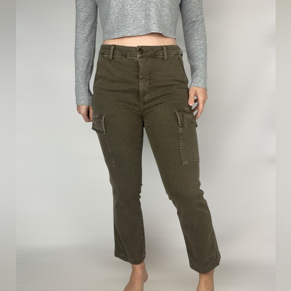 AMO Easy Cargo Pant in Olive Utility High‎ Waisted Casual Pockets Green - Picture 1 of 8